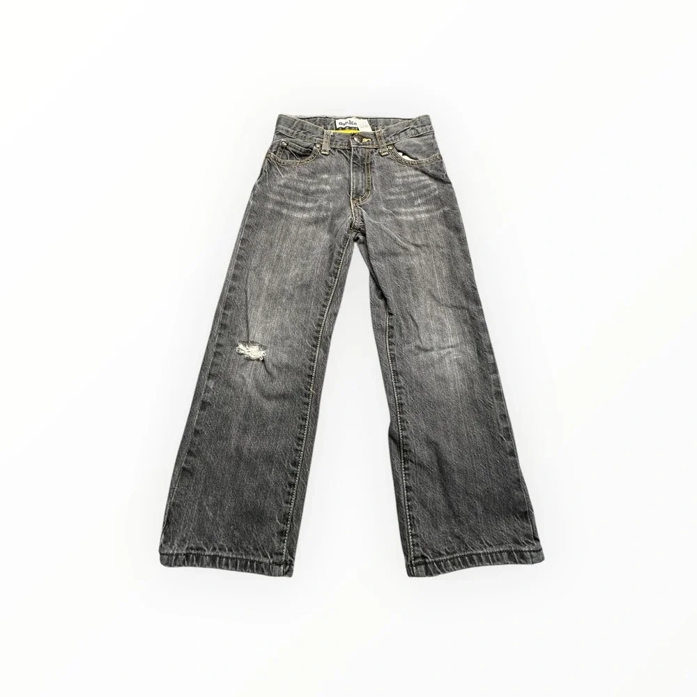 OshKosh Jeans Kids Size 6 Black Faded Regular Fit Distressed Straight Leg Denim